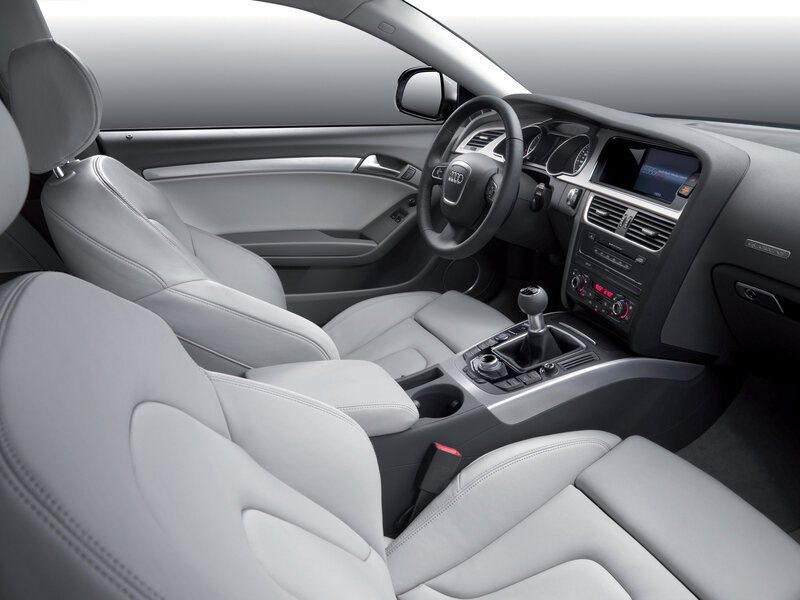 Interior of a Car — Gray, Neutral, Photograph, Steering Wheel, Center Console, Seats
