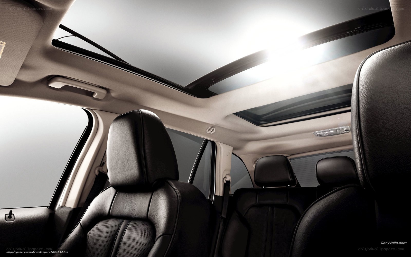 Interior of a car with sunroof