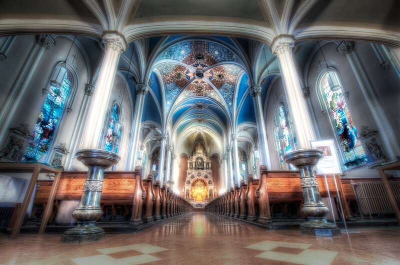 Interior of a Church — Blue, Serene