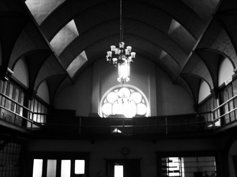 Interior of a church with arched ceiling