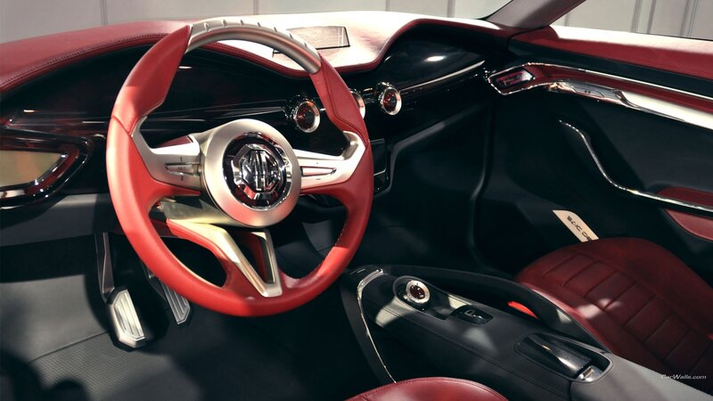 Interior of a Concept Car — Red, Sleek, Modern