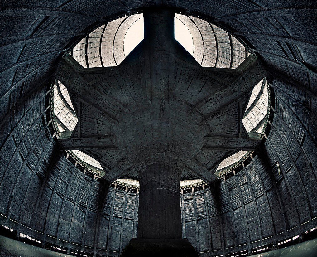 Interior of a cooling tower