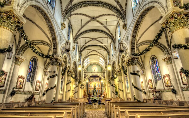 Interior of a decorated church