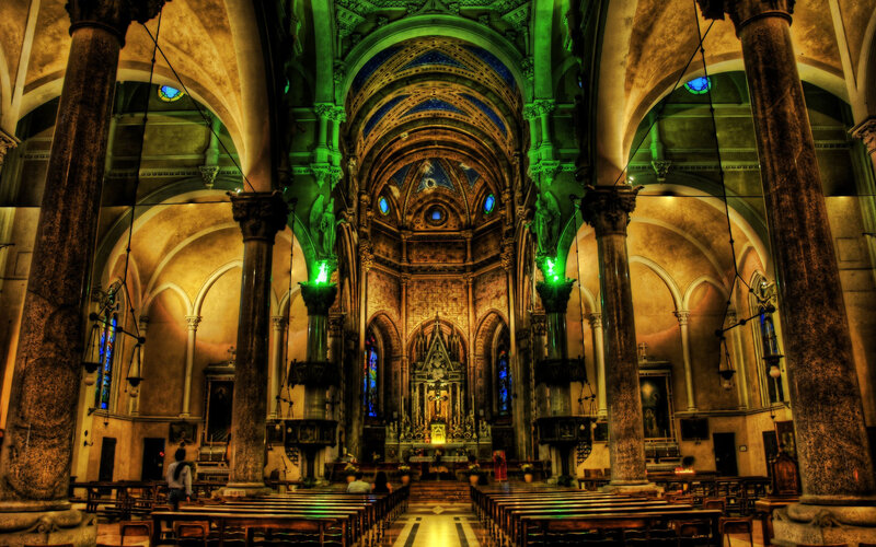 Interior of a grand cathedral