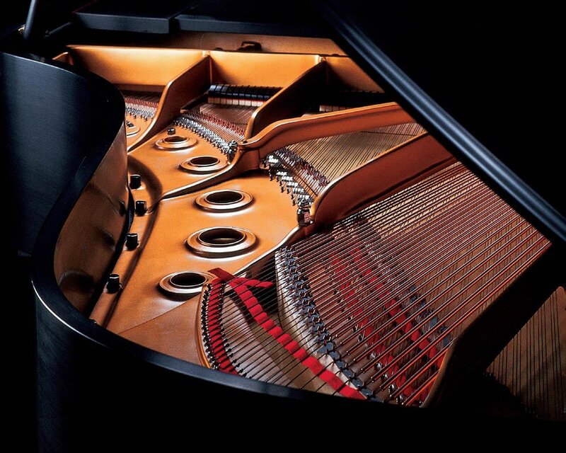 Interior of a grand piano