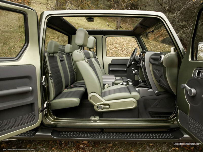 Interior of a green SUV
