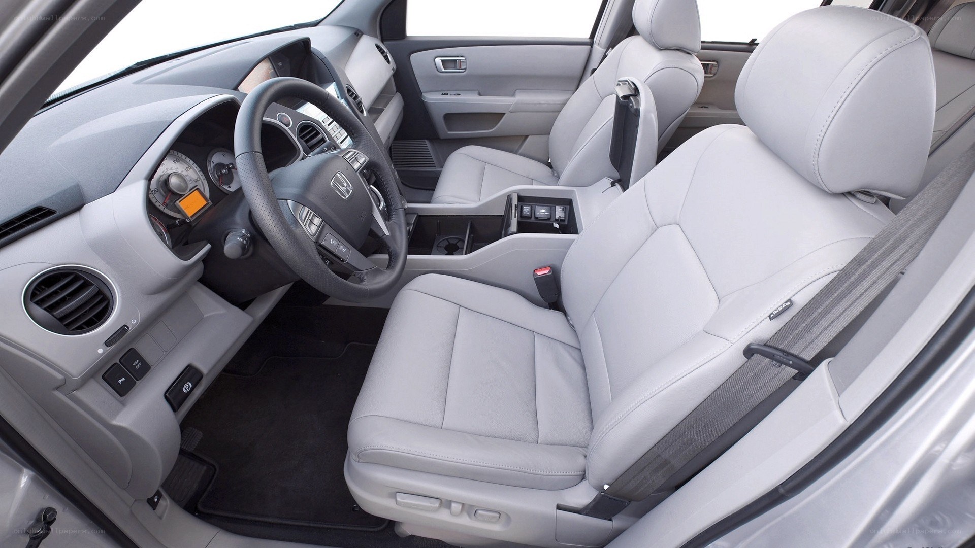 Interior of a light-colored car