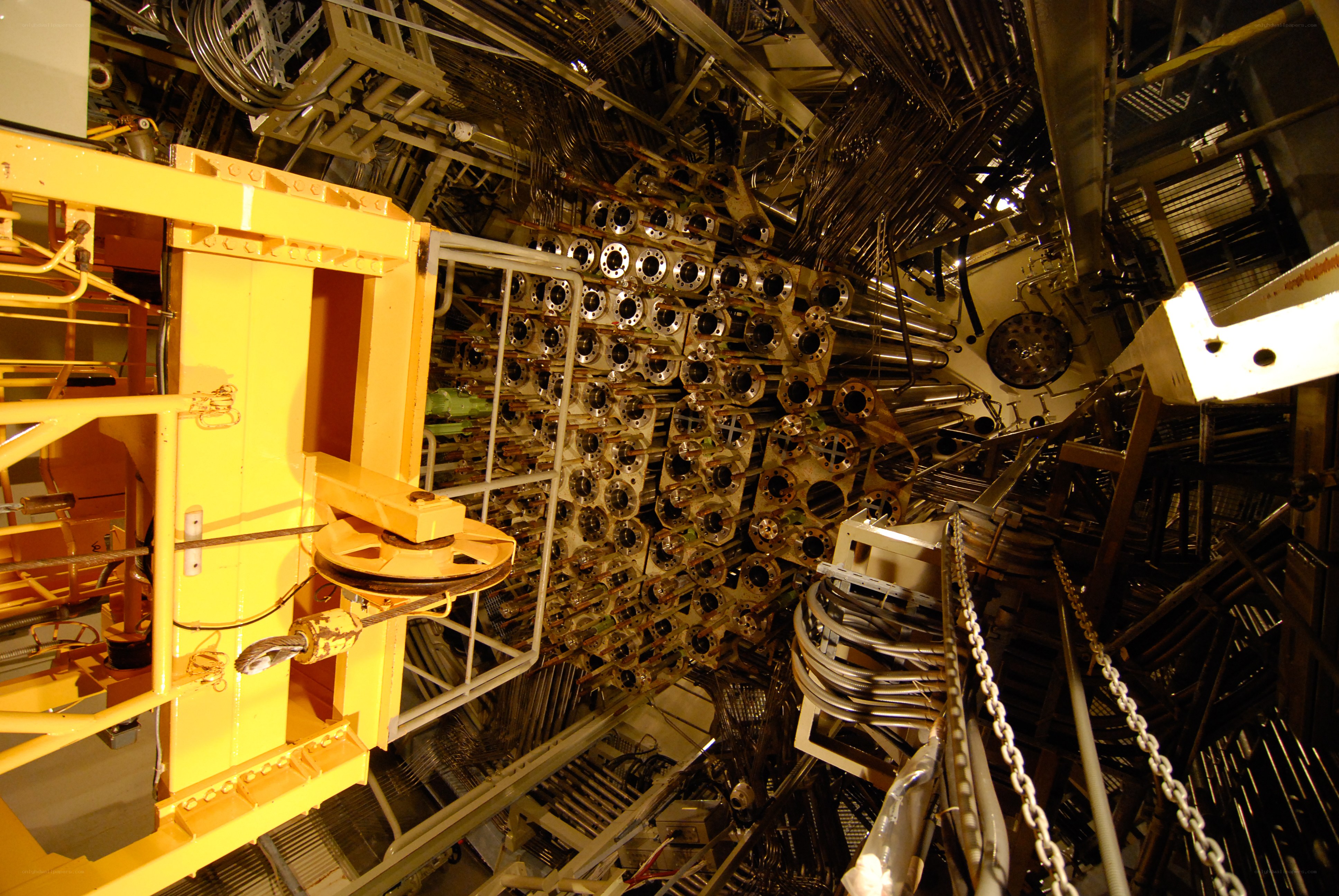 Interior of a particle detector