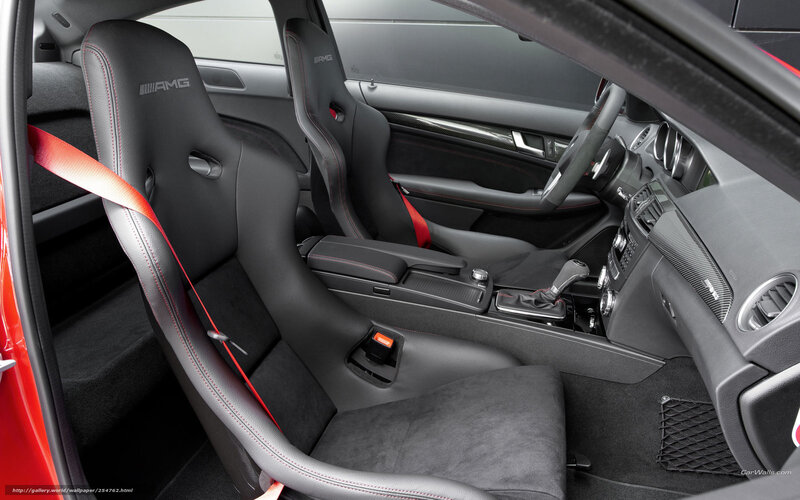 Interior of a red AMG car
