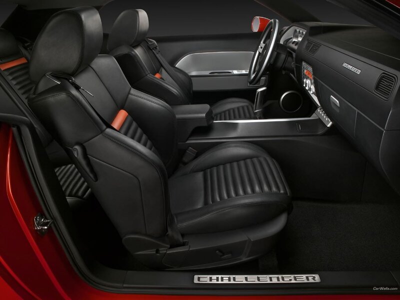 Interior of a red Challenger car
