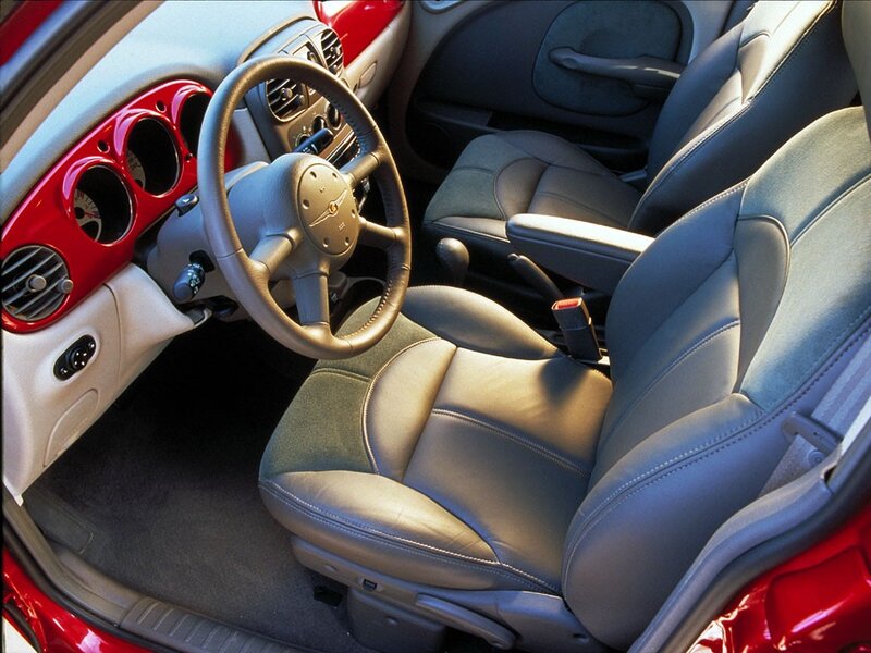 Interior of a red convertible car