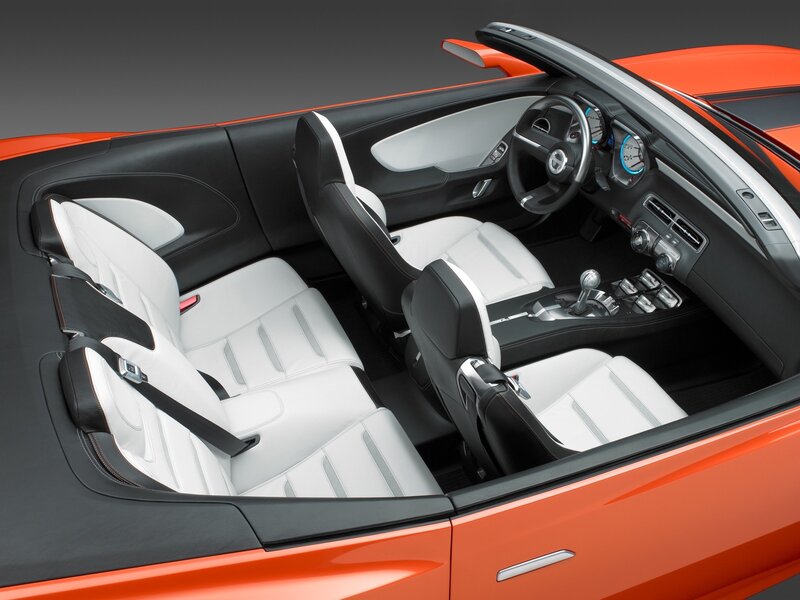 Interior of a red convertible car