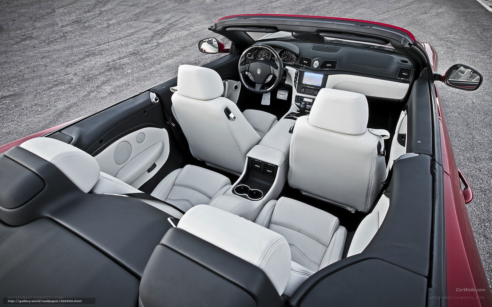 Interior of a red convertible car