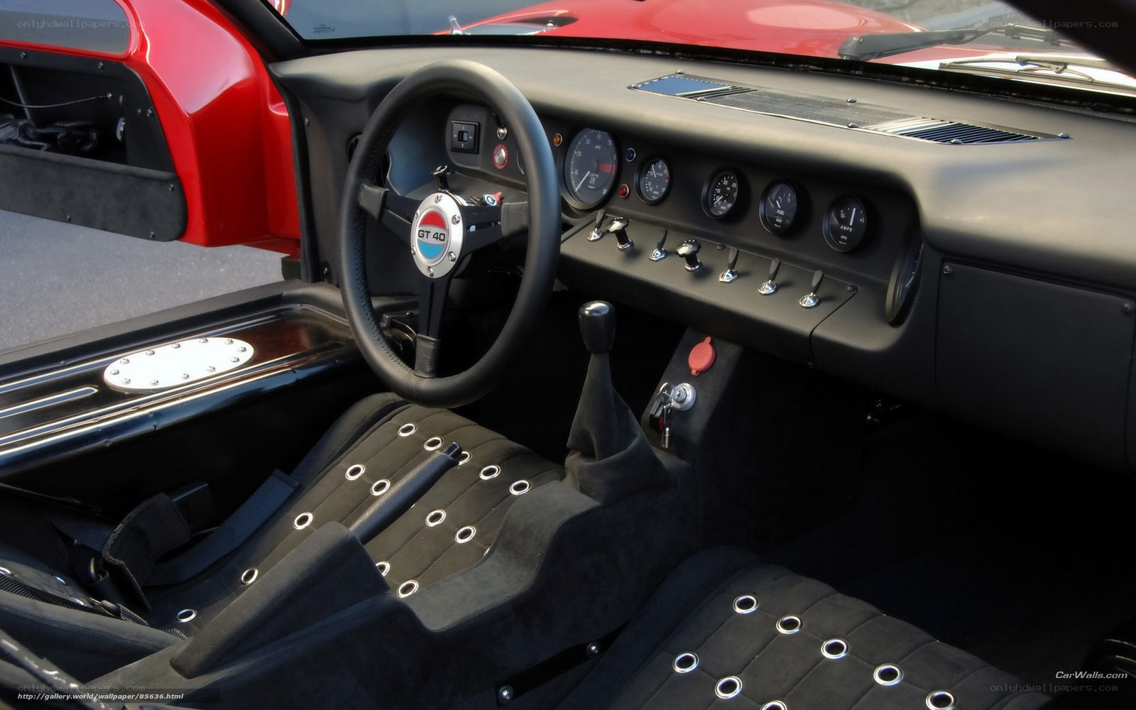 interior of a red sports car