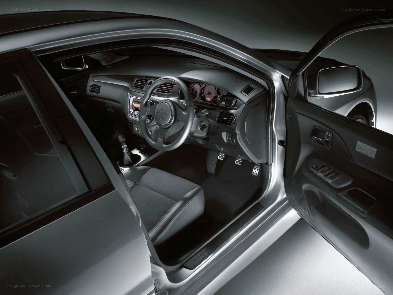 interior of a silver car
