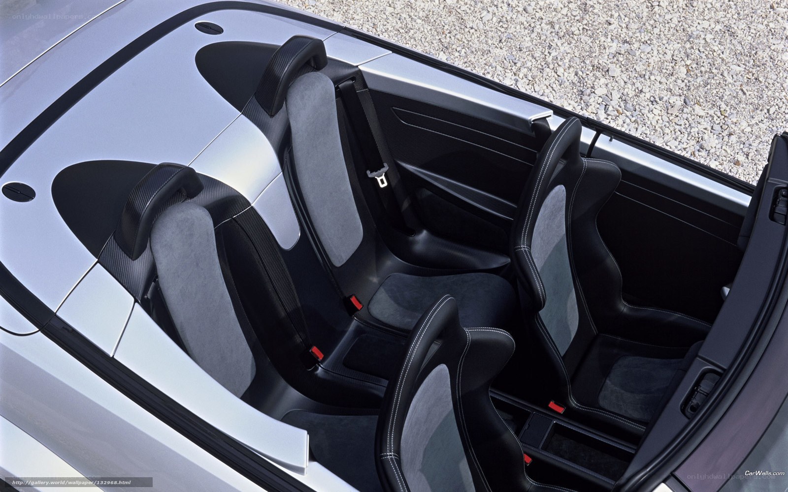 Interior of a silver sports car