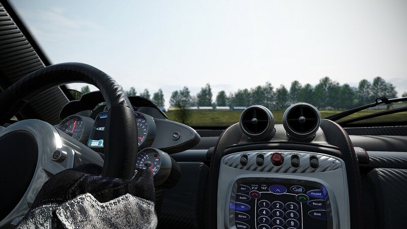 Interior of a Sports Car — Black, Calm, Afternoon, 3d Render, Steering Wheel, Dashboard