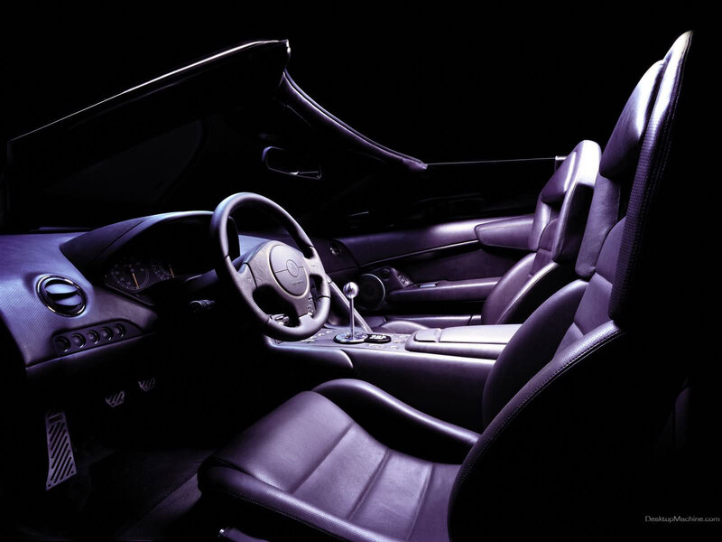 Interior of a Sports Car — Black, Dramatic, Night