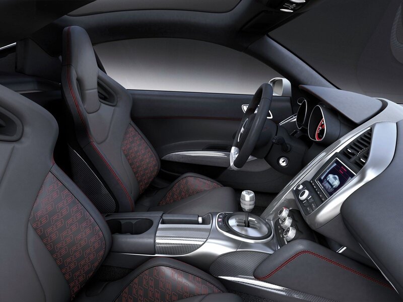 Interior of a Sports Car — Black, Modern, 3d Render, Seats, Steering Wheel