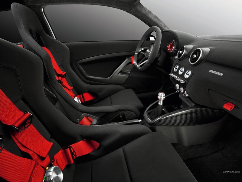 Interior of a Sports Car — Black, Sleek, Photograph, Racing Seats