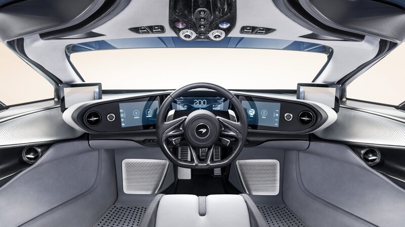 Interior of a Sports Car — Gray, Modern, Photograph, Steering Wheel