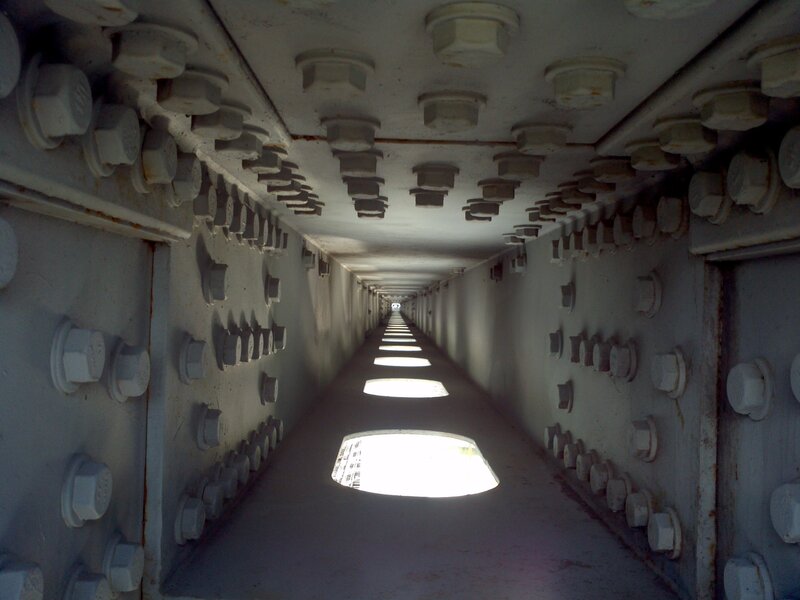 Interior of a steel bridge girder