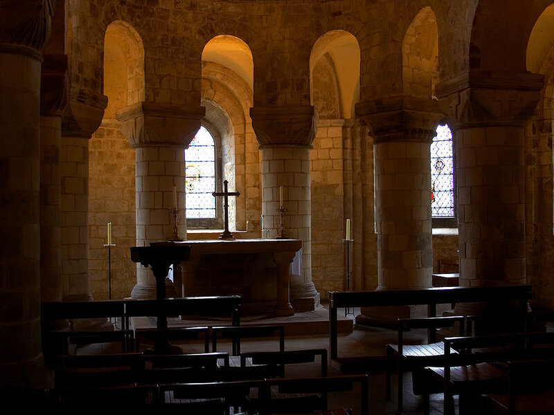 Interior of a stone church