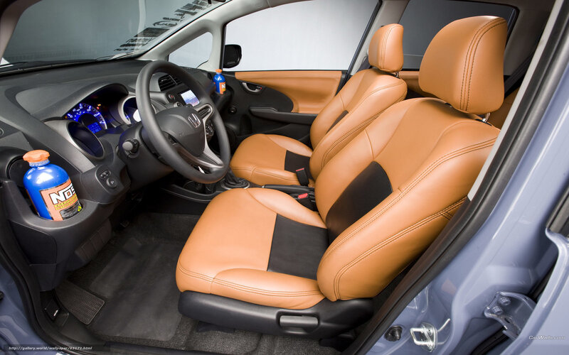Interior of a tan leather car