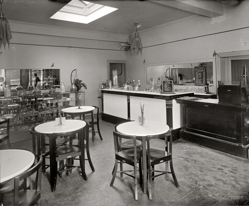 Interior of a vintage cafe