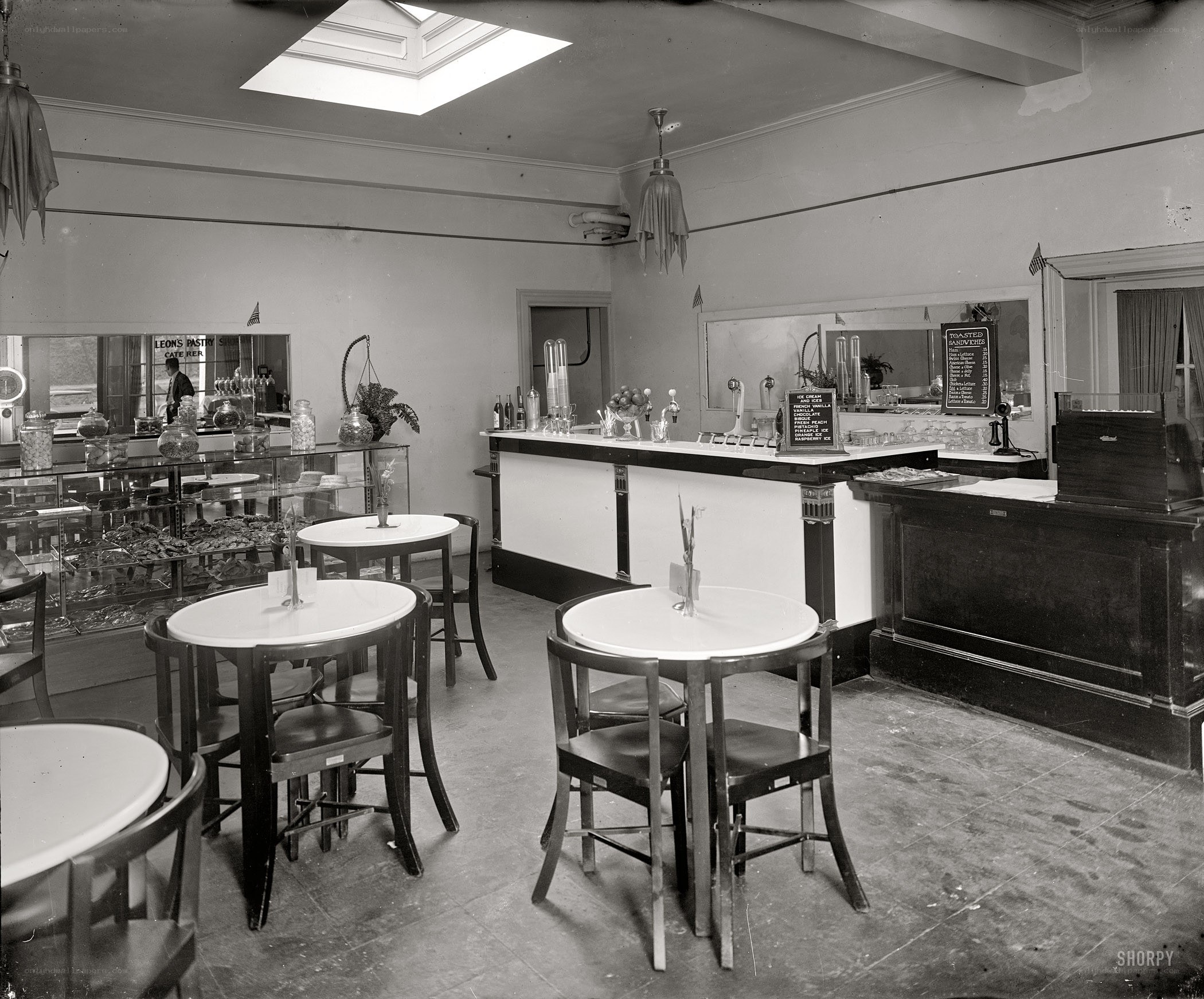 Interior of a vintage cafe