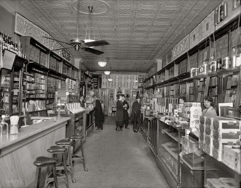 Interior of a vintage drugstore