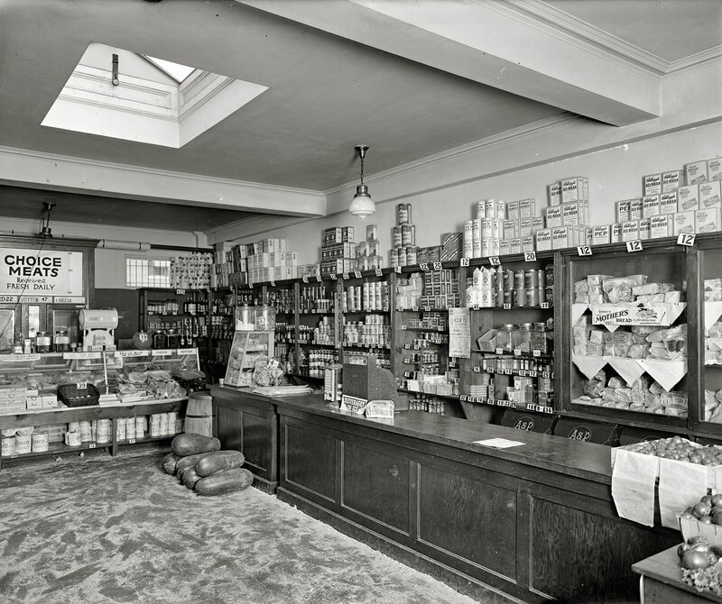 Interior of a vintage grocery store