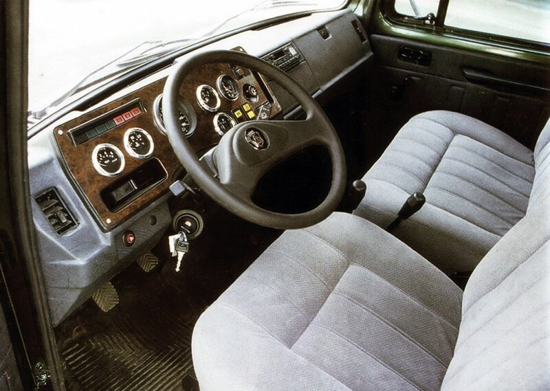 Interior of a vintage truck cab
