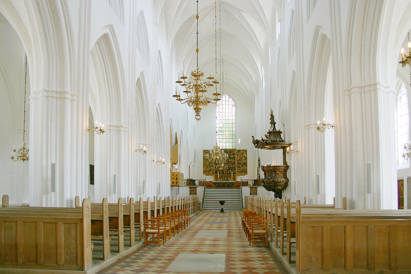 Interior of a white church
