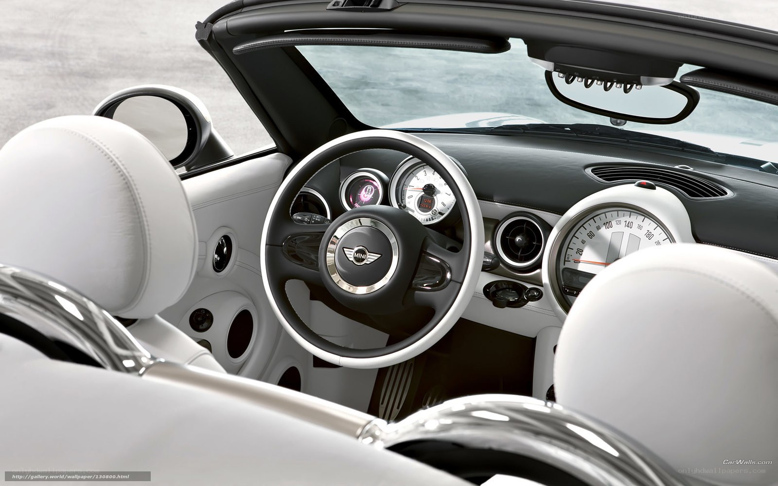 Interior of a white MINI convertible