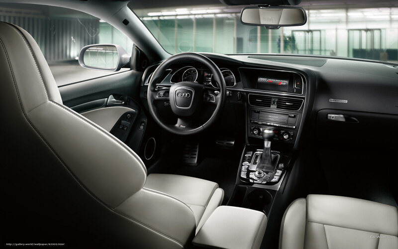 Interior of Audi Car — Black, Modern, Photograph, Steering Wheel, Center Console