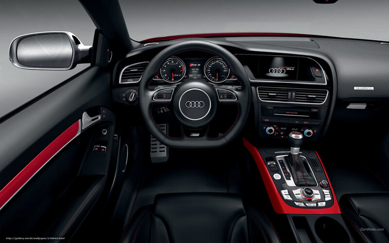 Interior of Audi Car — Black, Modern, Photograph, Steering Wheel, Dashboard, Gear Shift