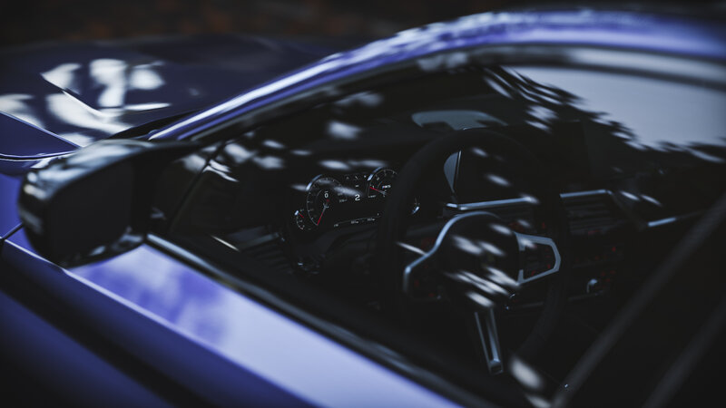 Interior of Blue Car — Dark