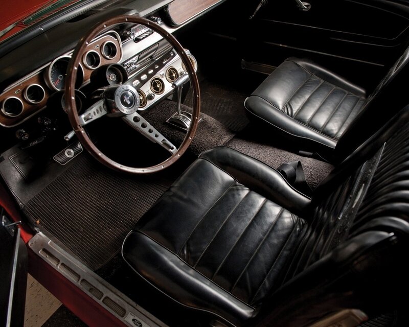 Interior of Classic Car — Black, Dramatic, Photograph, Steering Wheel, Dashboard, Leather Seats