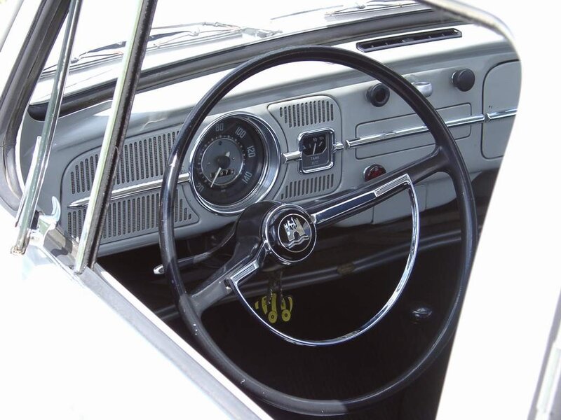Interior of Classic Car — Black, Neutral, Photograph, Steering Wheel, Dashboard, Instrument Panel