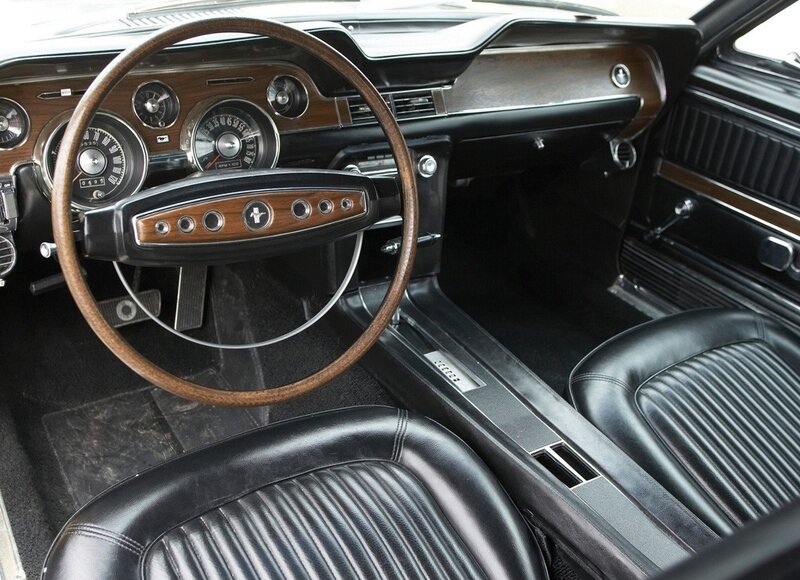 Interior of Classic Car — Black, Photograph, Steering Wheel, Dashboard, Seats