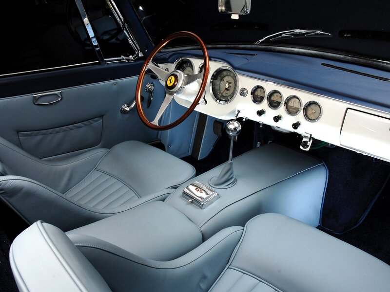Interior of Classic Car — Blue, Photograph, Steering Wheel