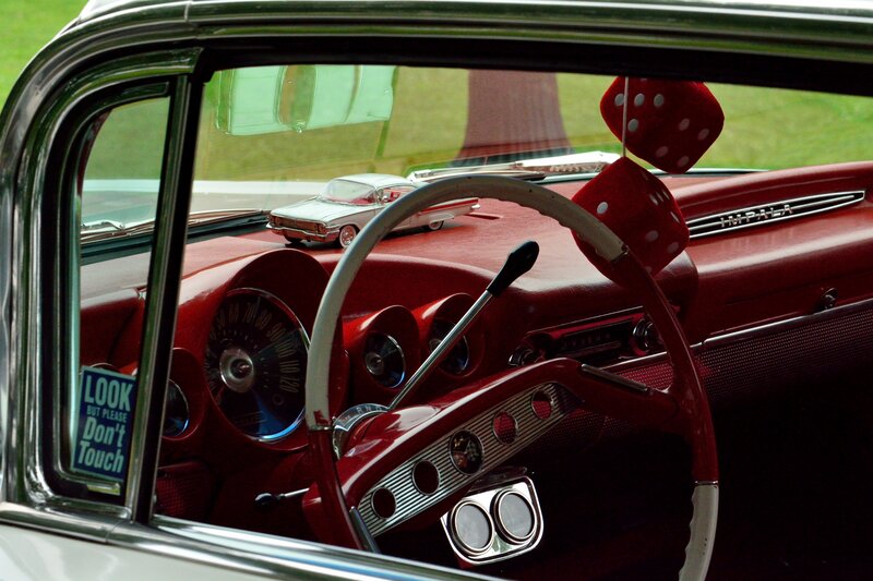 Interior of Classic Car — Red, Nostalgic