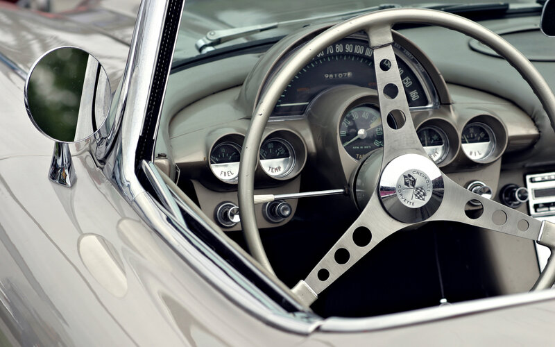 Interior of Classic Car — Silver