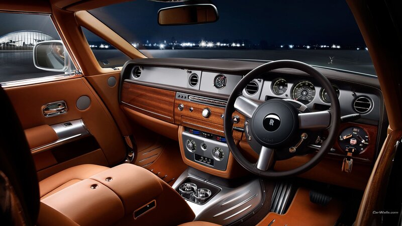 Interior of Luxury Car — Brown, Luxurious, Night, Photograph