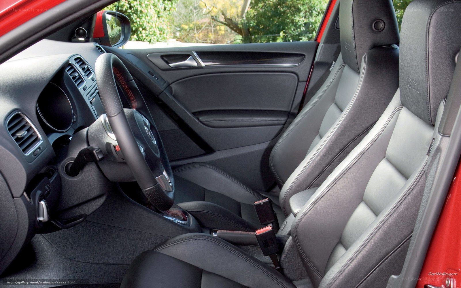 interior of red car