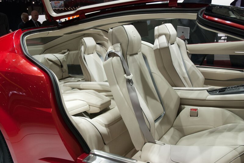 Interior of red convertible car