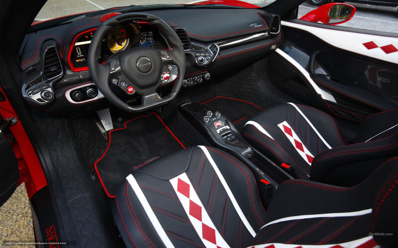 Interior of Red Sports Car — Black, Modern