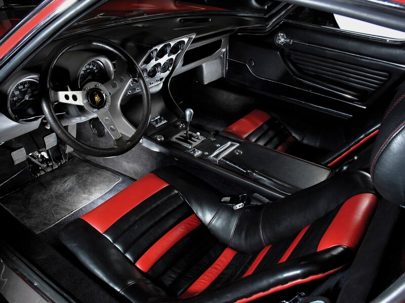 Interior of Red Sports Car — Black, Sleek
