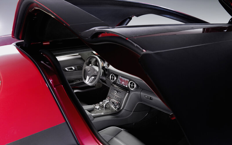Interior of red sports car